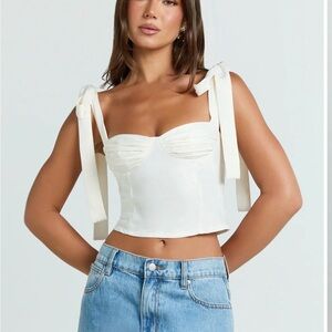 Chic White Women's Blouse with Tie Straps